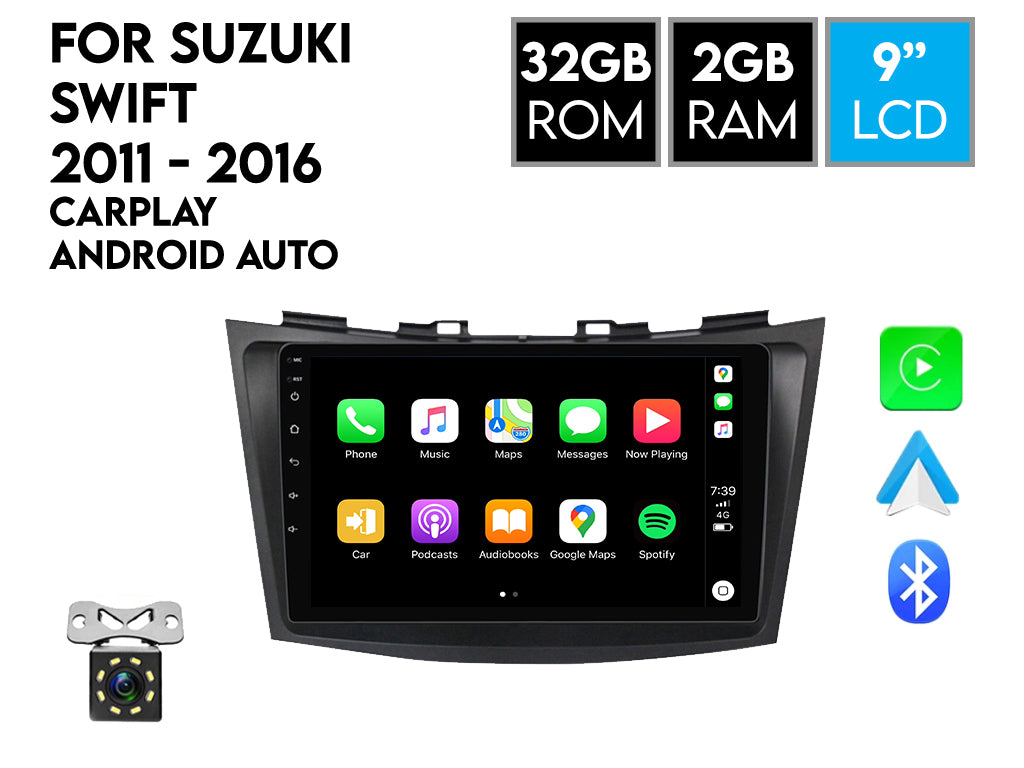 For Suzuki Swift 2011 - 2016 9" Android Car Stereo Wireless CarPlay Android Auto