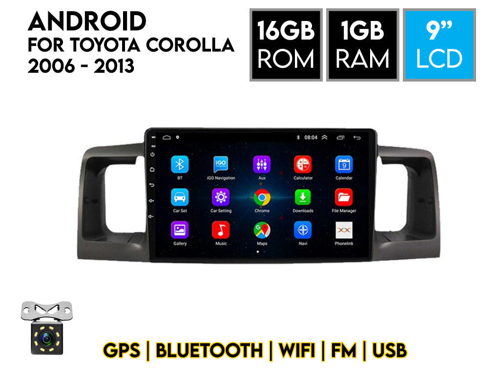 For 2001 - 2007 Toyota Corolla 9" Android Car Stereo Set