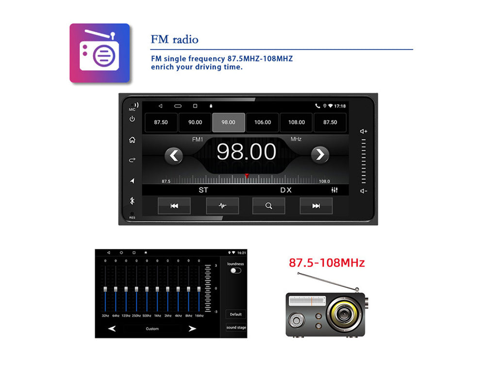 For Toyota 200x100mm 7" Car Stereo – Wireless CarPlay & Android Auto, Cooling Fan & External Mic