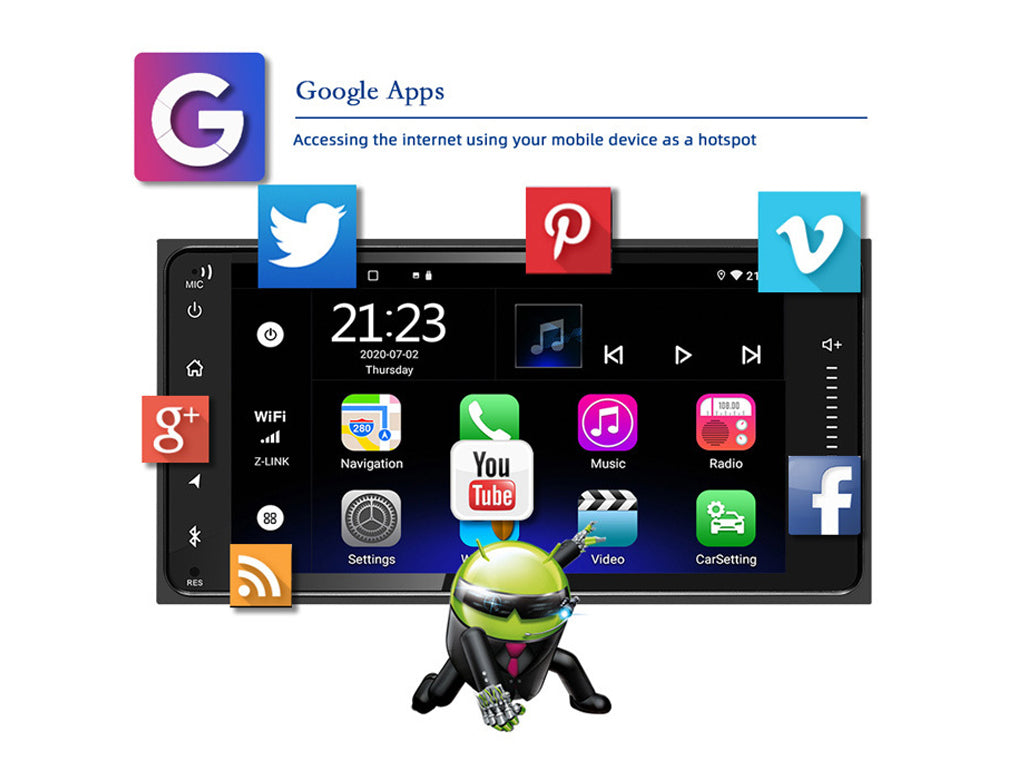For Toyota 200x100mm 7" Car Stereo – Wireless CarPlay & Android Auto, Cooling Fan & External Mic