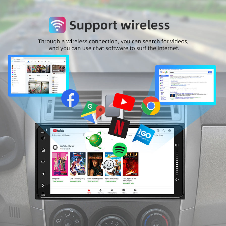 For Toyota 200x100mm 7" Car Stereo – Wireless CarPlay & Android Auto, Cooling Fan & External Mic