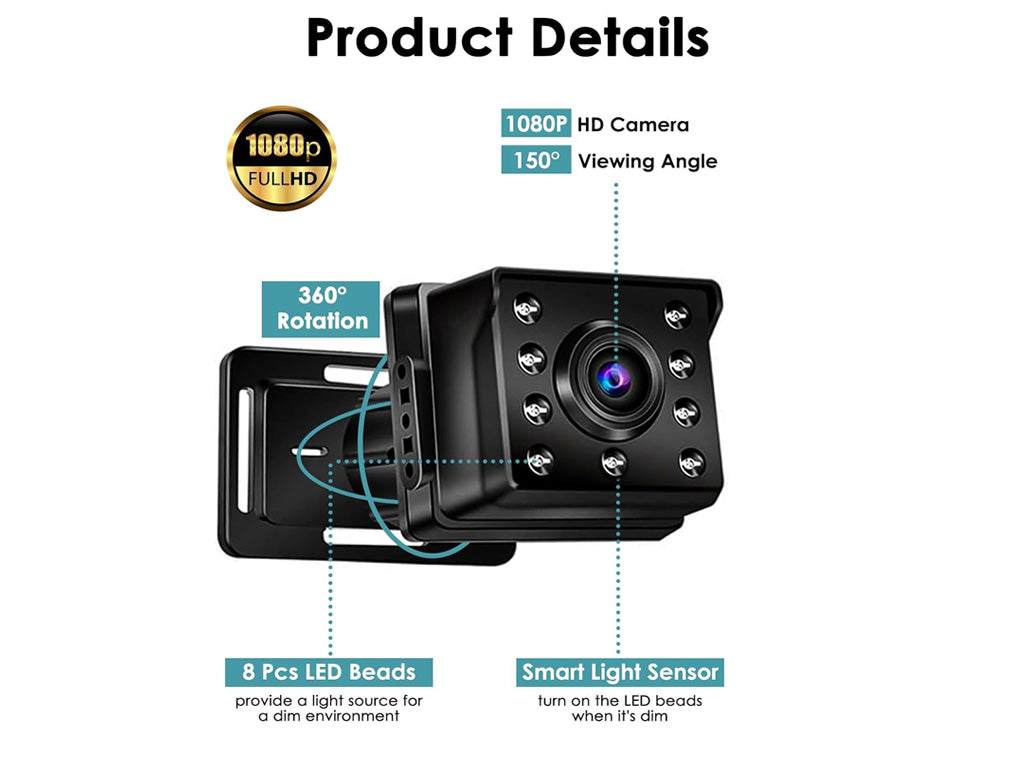 1080P Baby Car Seat Monitor with Night Vision - Adjustable 360° Rotation for Baby & Pet Monitoring