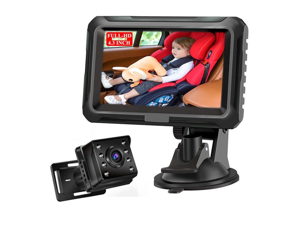 1080P Baby Car Seat Monitor with Night Vision - Adjustable 360° Rotation for Baby & Pet Monitoring
