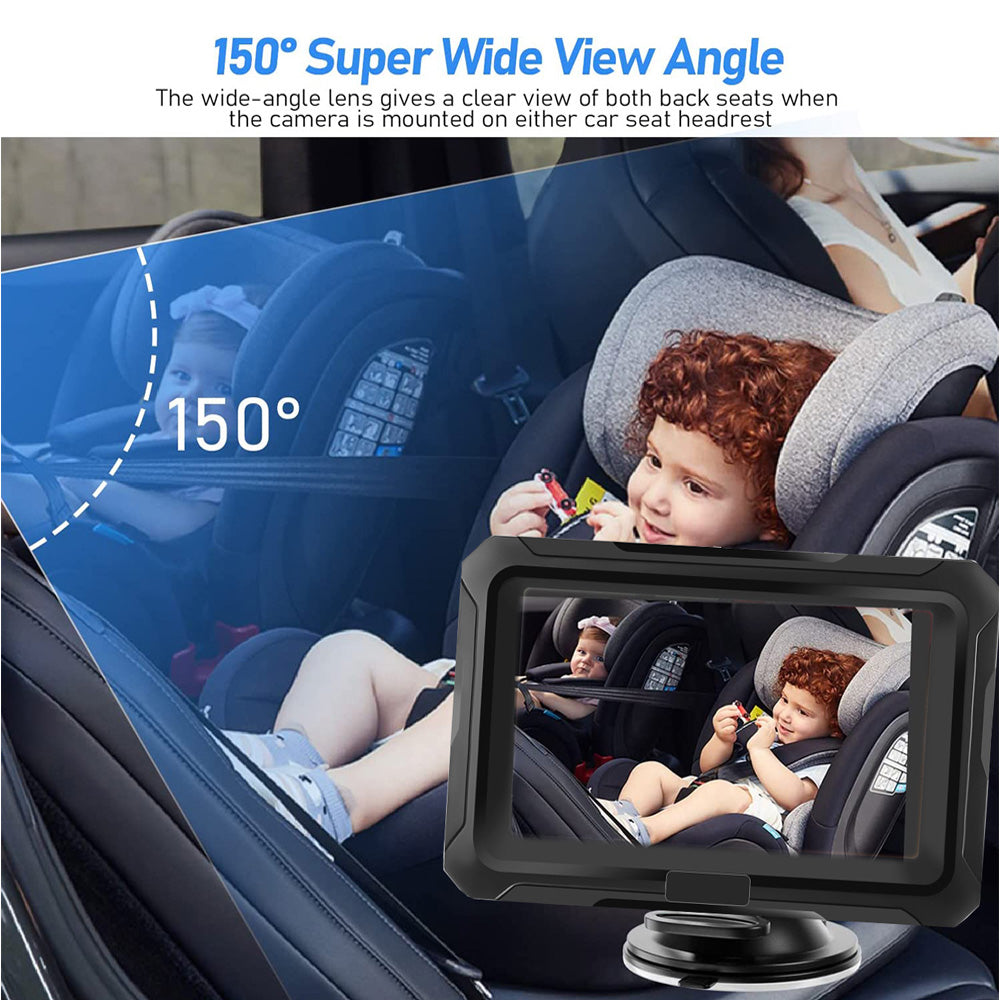 1080P Baby Car Seat Monitor with Night Vision - Adjustable 360° Rotation for Baby & Pet Monitoring