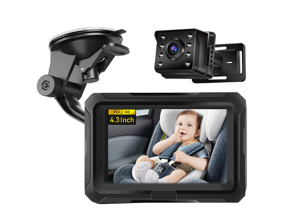 1080P Baby Car Seat Monitor with Night Vision - Adjustable 360° Rotation for Baby & Pet Monitoring