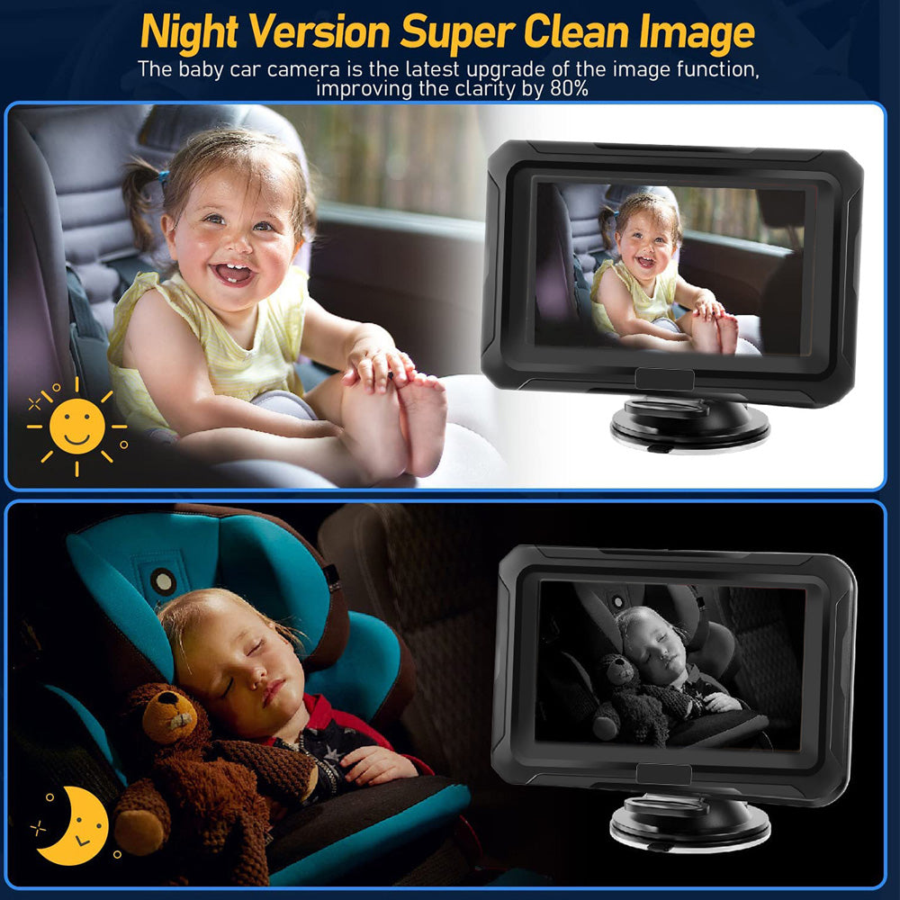 1080P Baby Car Seat Monitor with Night Vision - Adjustable 360° Rotation for Baby & Pet Monitoring