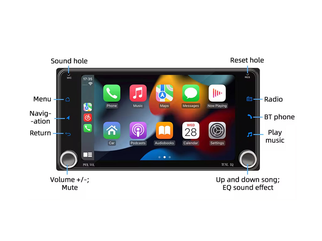 For Toyota 7" Car Stereo with Wireless CarPlay, Android Auto, Rotary Volume Wheel – 2GB RAM, 64GB Storage