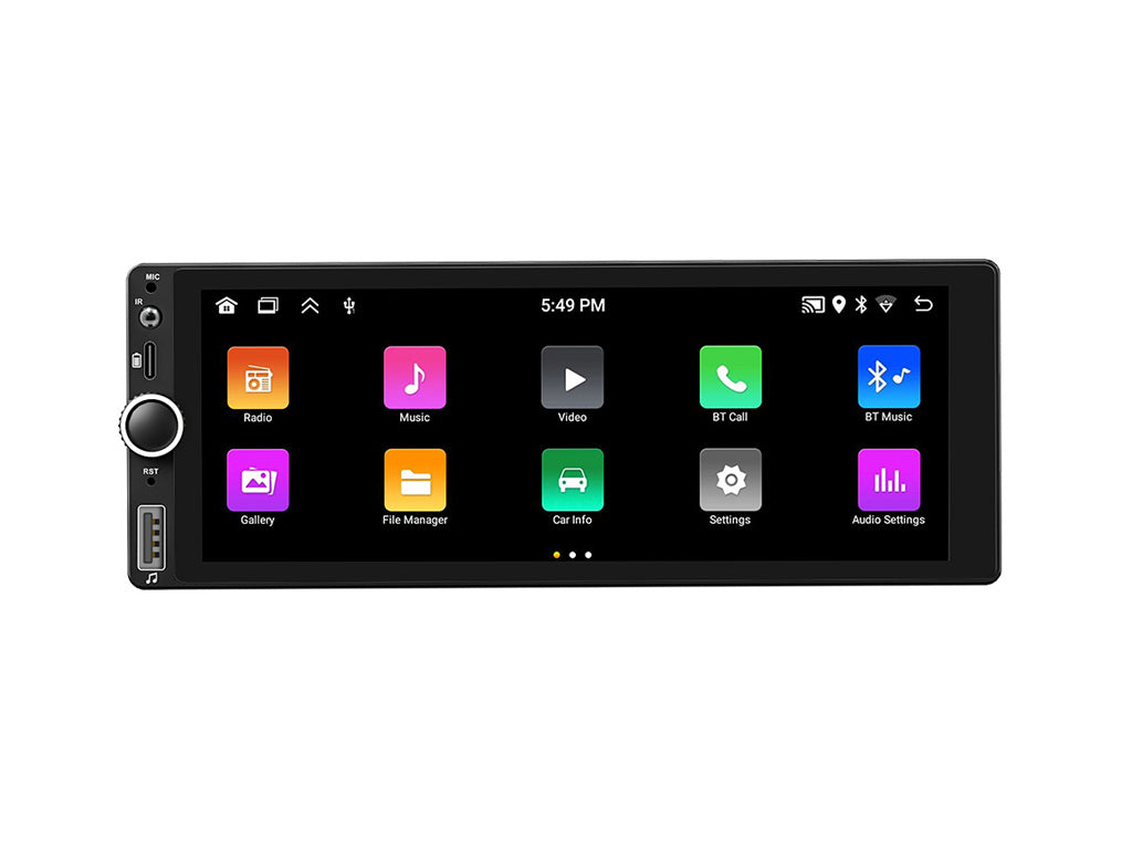6.86" Single Din Wireless CarPlay Android Auto Rotary Volume Wheel