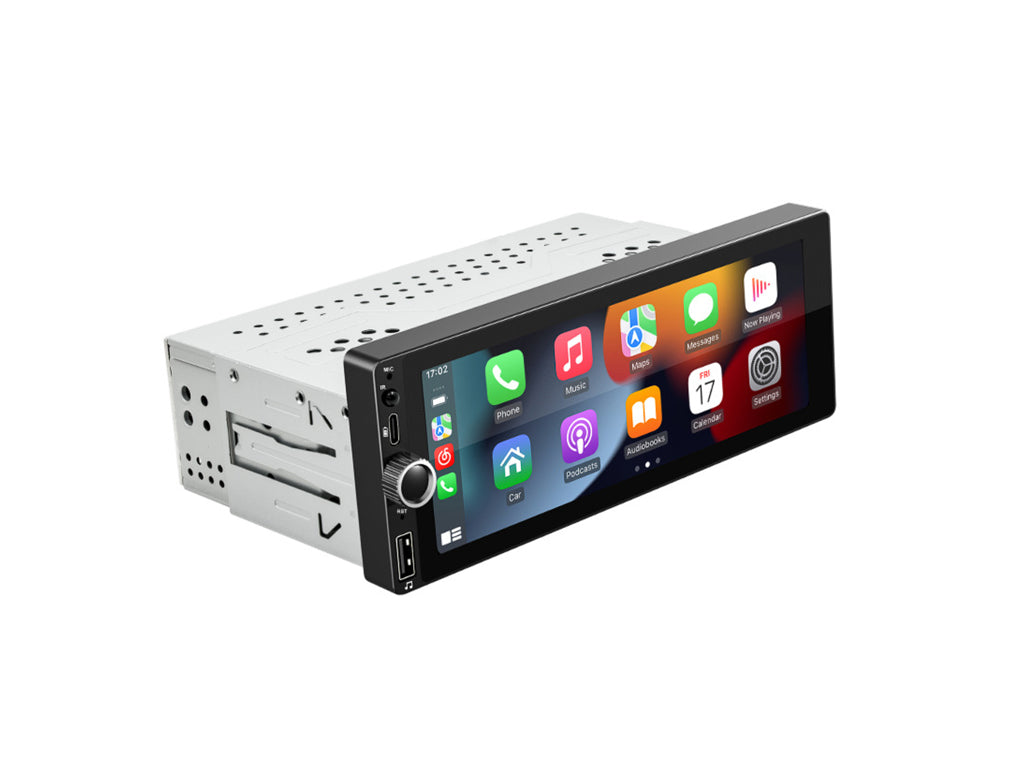 6.86" Single Din Wireless CarPlay Android Auto Rotary Volume Wheel
