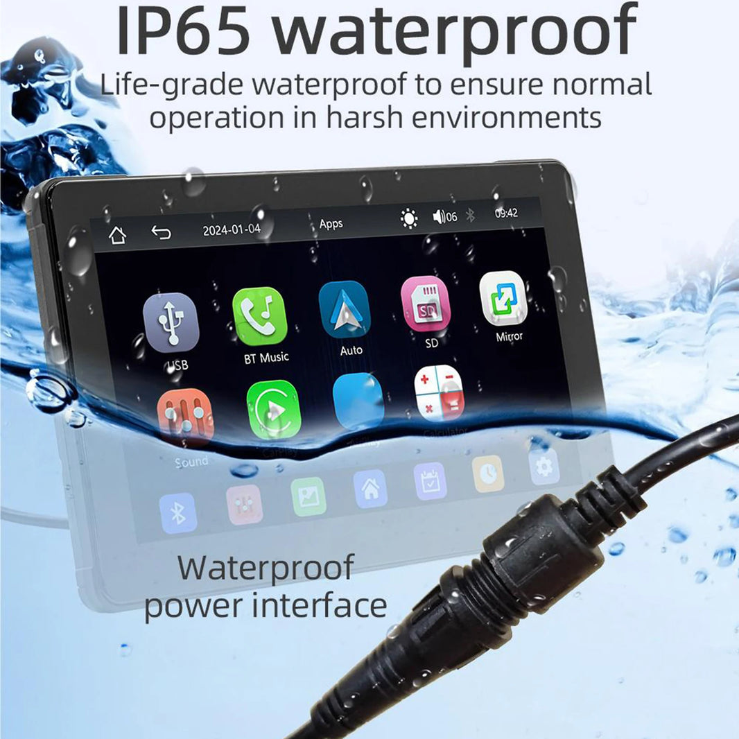 7" Motorbike Navigator Dash Cam CarPlay Android Auto IP65