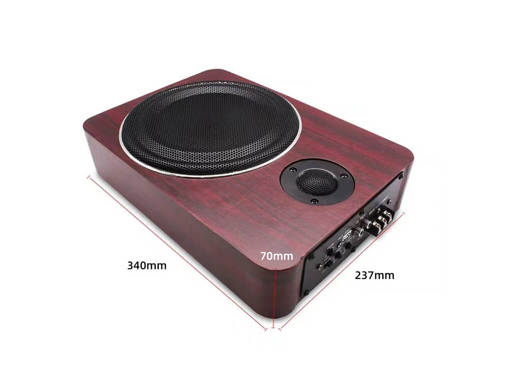 8" 600W Active Under Seat Car Subwoofer - Wood Grain