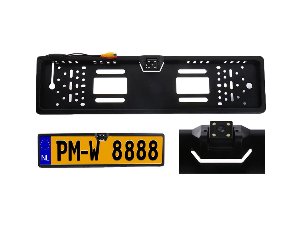 European Plate Holder with 12V 4 LED Reversing Camera