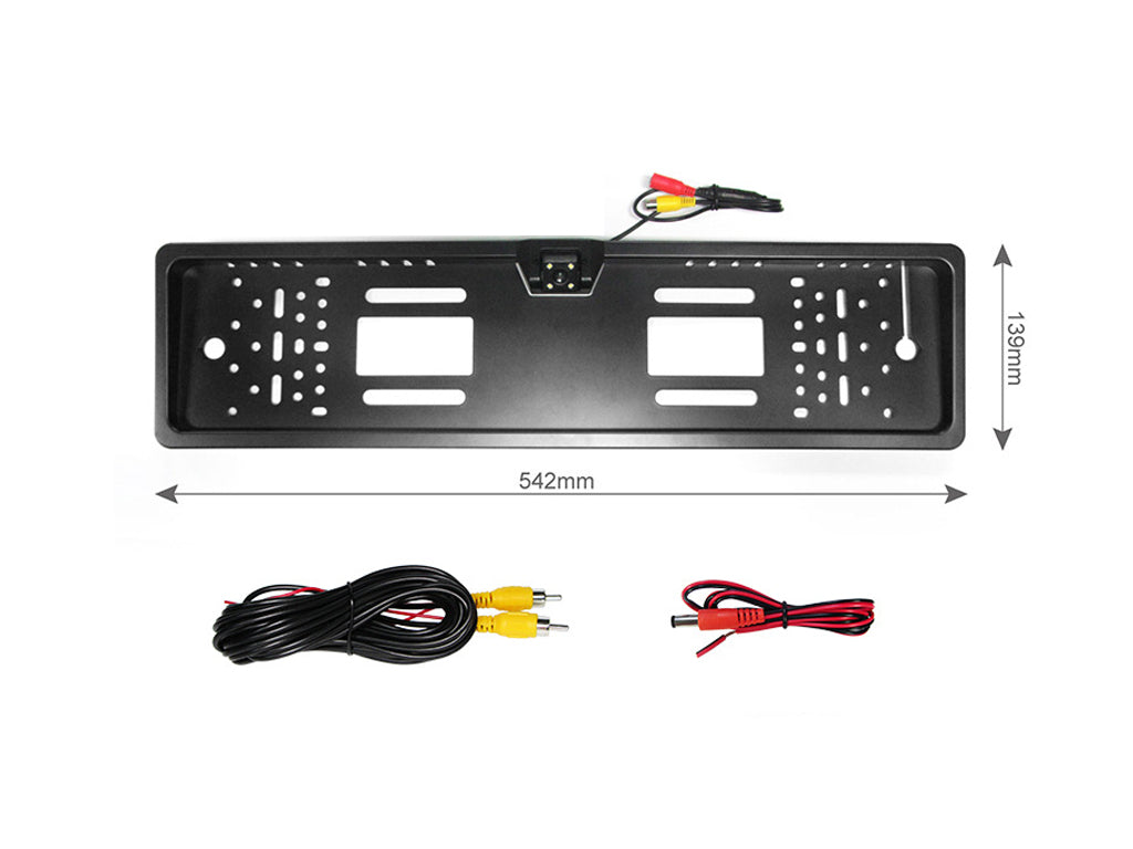 European Plate Holder with 12V 4 LED Reversing Camera