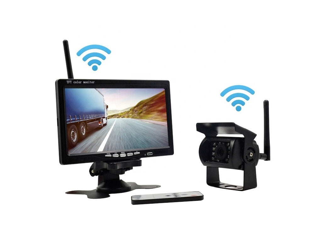 7" Wireless Monitor 12-24V and 18 LED Truck Bus Wireless Camera Kit - Cigarette Plug