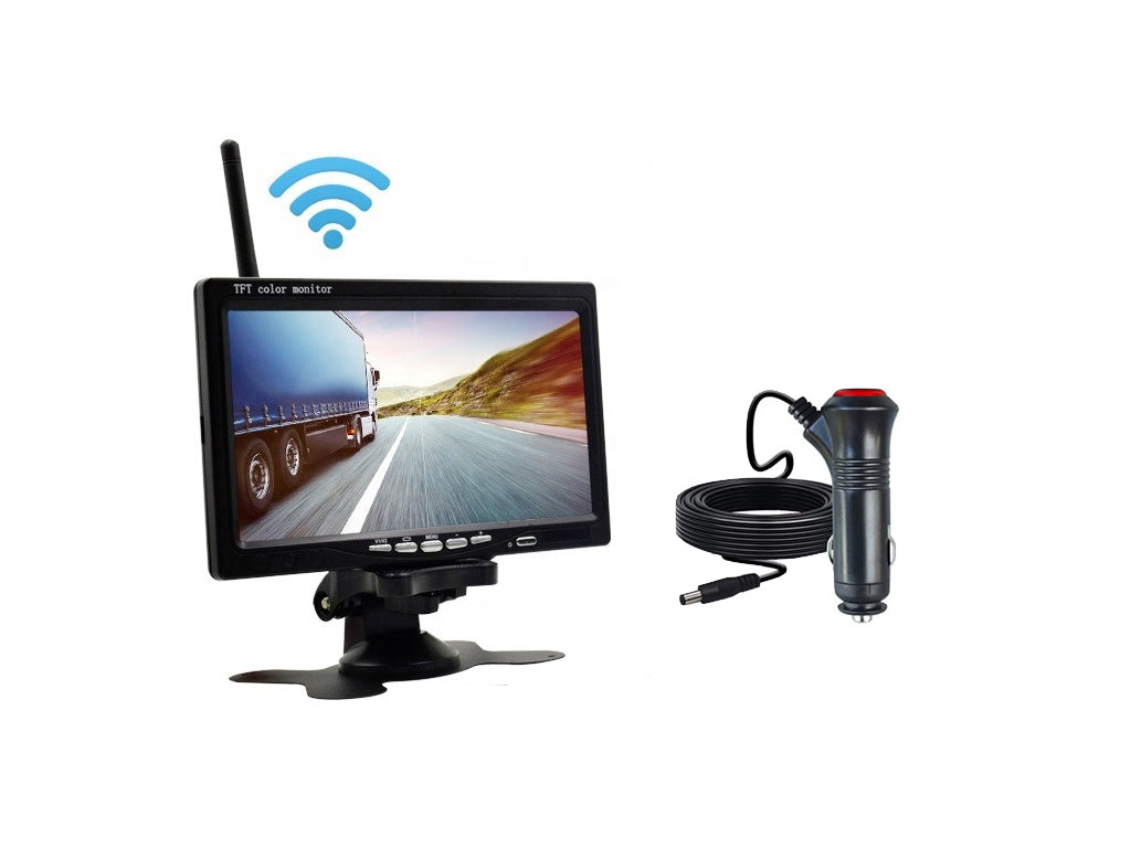 7" Wireless Monitor 12-24V and 18 LED Truck Bus Wireless Camera Kit - Cigarette Plug