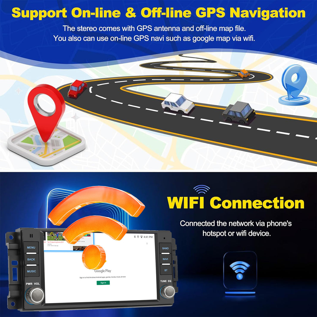 For Jeep Universal 7"  Wireless CarPlay Android Auto Headunit