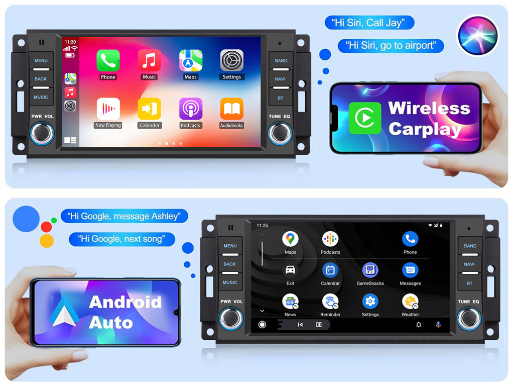 For Jeep Universal 7"  Wireless CarPlay Android Auto Headunit