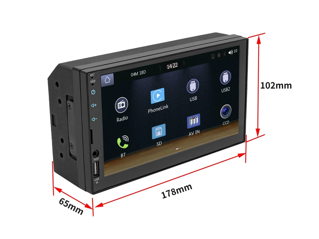 7" 2 Din Wired CarPlay Android Auto Car Stereo