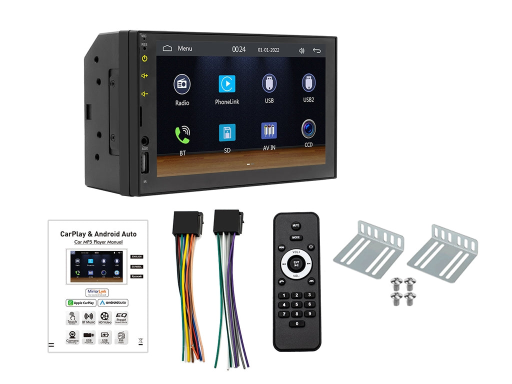 7" 2 Din Wired CarPlay Android Auto Car Stereo