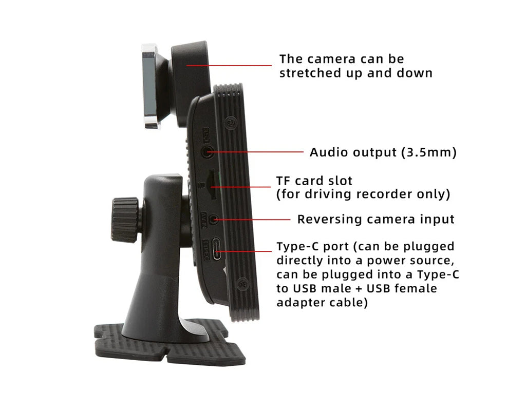 10.26" Portable CarPlay Android Auto Dash Cam Monitor