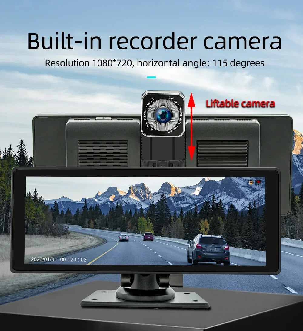 10.26" Portable CarPlay Android Auto Dash Cam Monitor