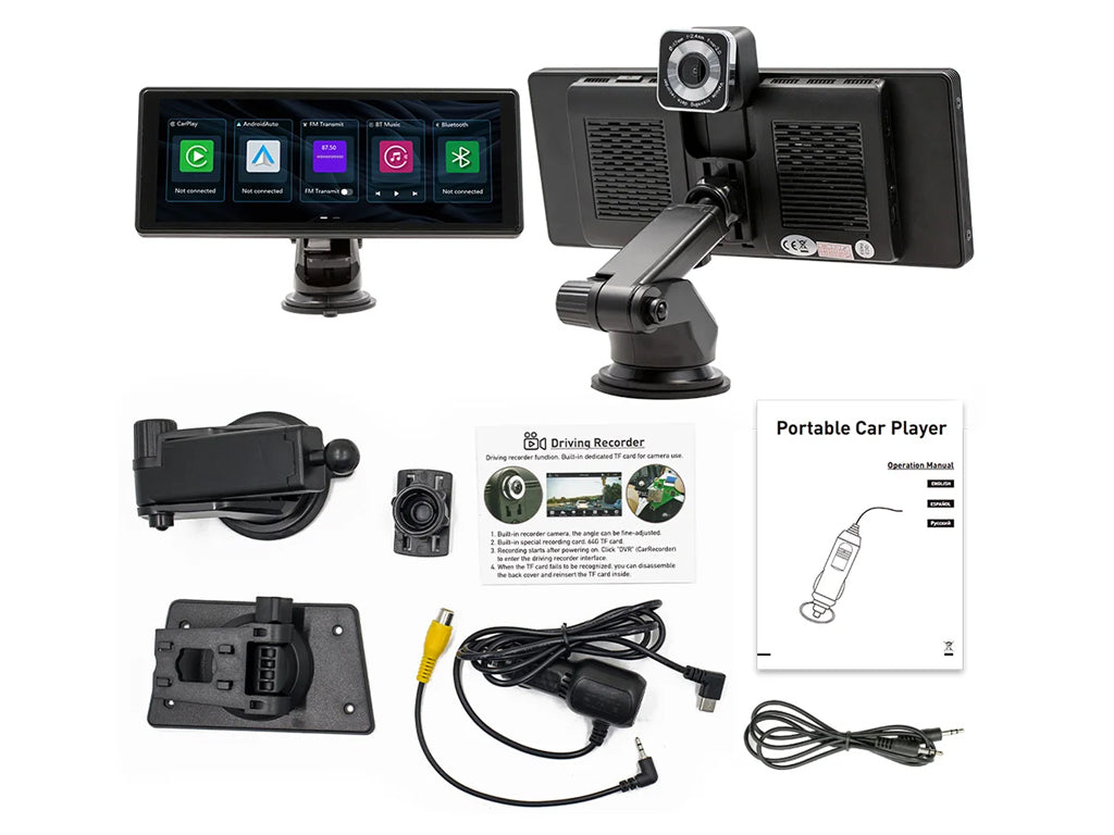 10.26" Portable CarPlay Android Auto Dash Cam Monitor