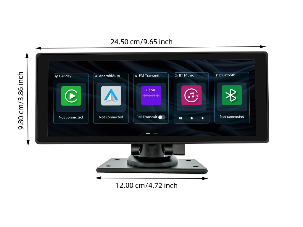 10.26" Portable CarPlay Android Auto Dash Cam Monitor