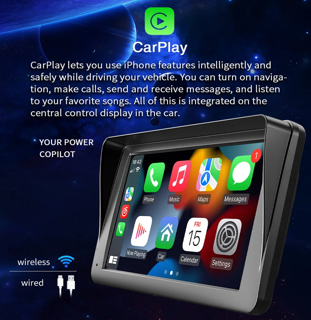 7" Portable CarPlay Android Auto Monitor