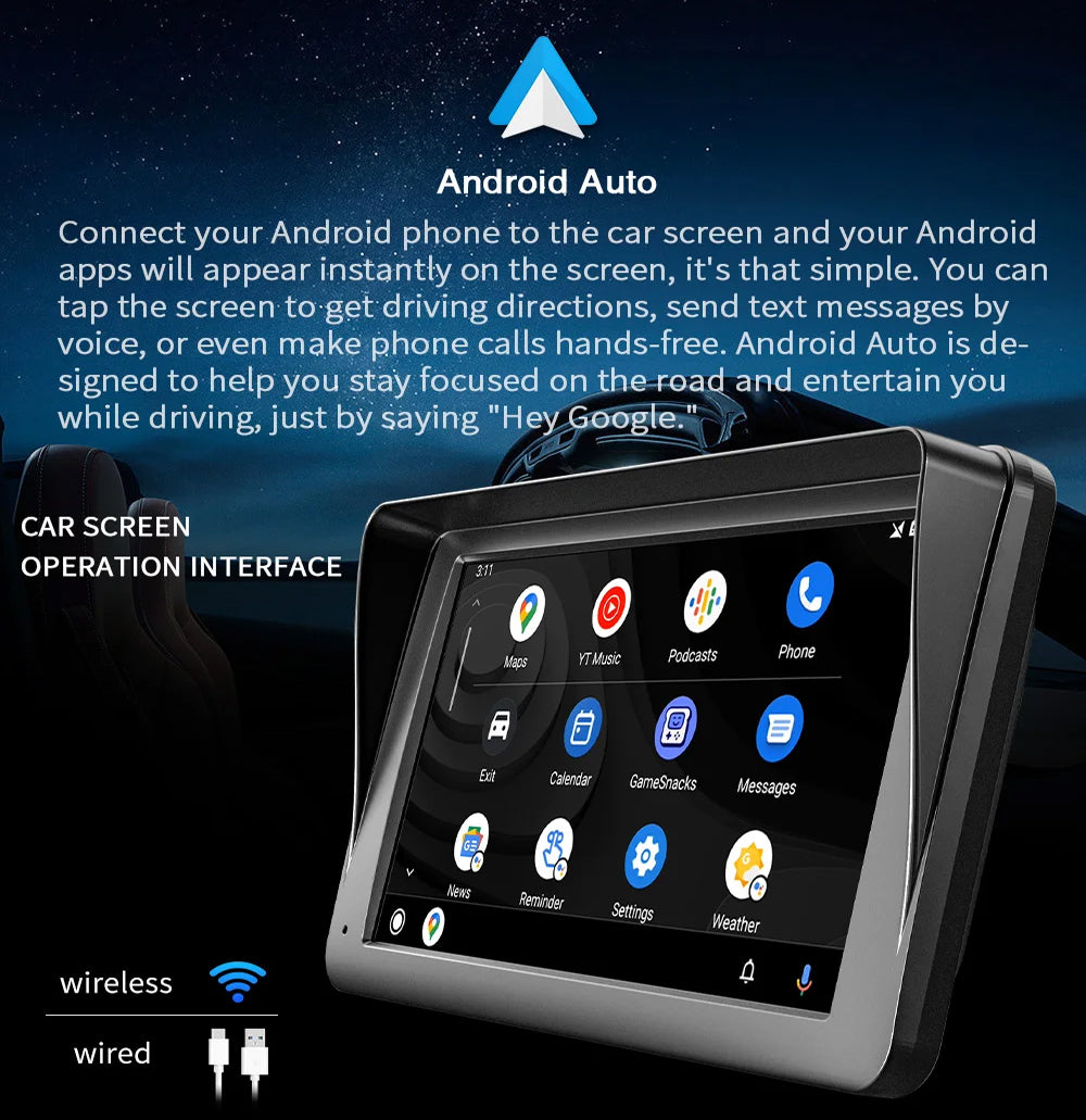 7" Portable CarPlay Android Auto Monitor