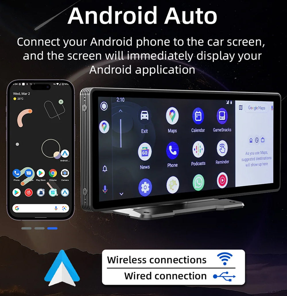 10.26" Portable CarPlay Android Auto Monitor