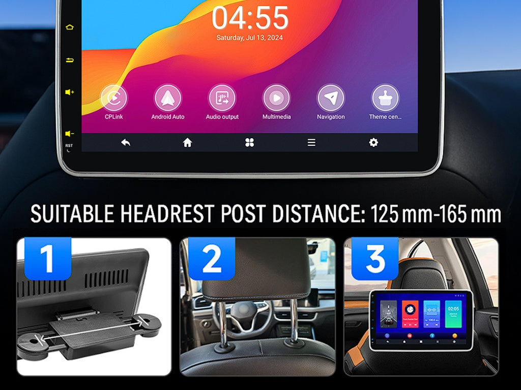 10.1" Android Car Headrest Monitor - Wireless CarPlay, Plug & Play, Perfect for NZ Road Trips