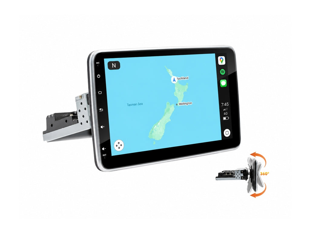 10.1" 360 Rotating Single DIN Android Head Unit 4G WiFi CarPlay Android Auto