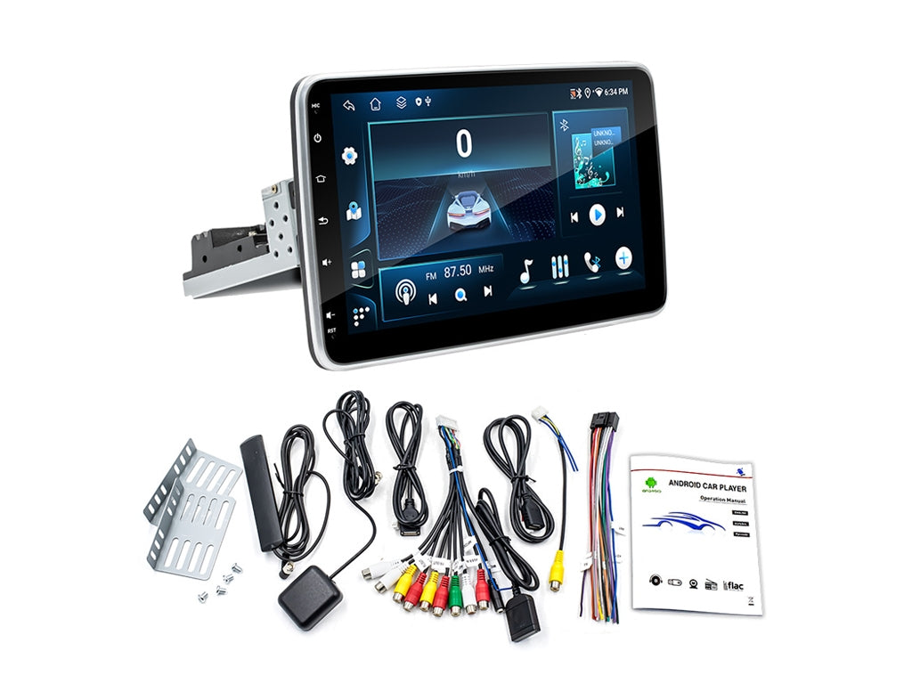 10.1" 360 Rotating Single DIN Android Head Unit 4G WiFi CarPlay Android Auto