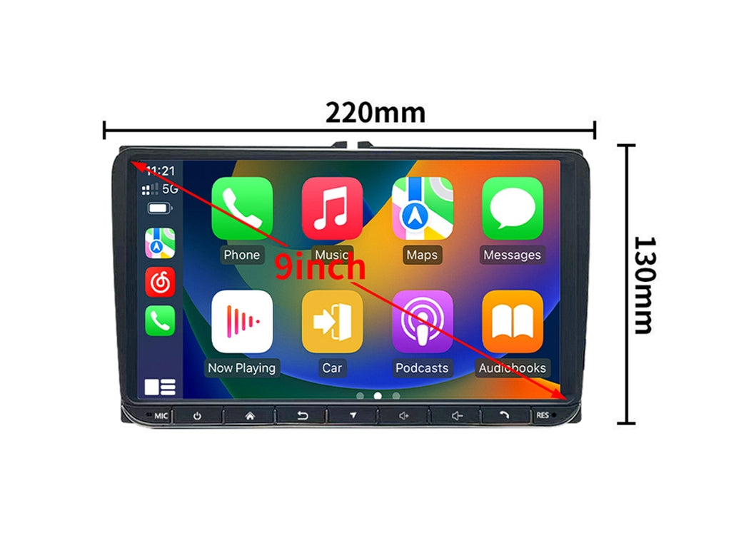 9" For VW Wireless CarPlay Android Auto + Microphone and External Fan
