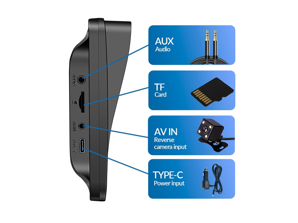 7" Universal CarPlay Android Auto Monitor Screen - Type-C Port