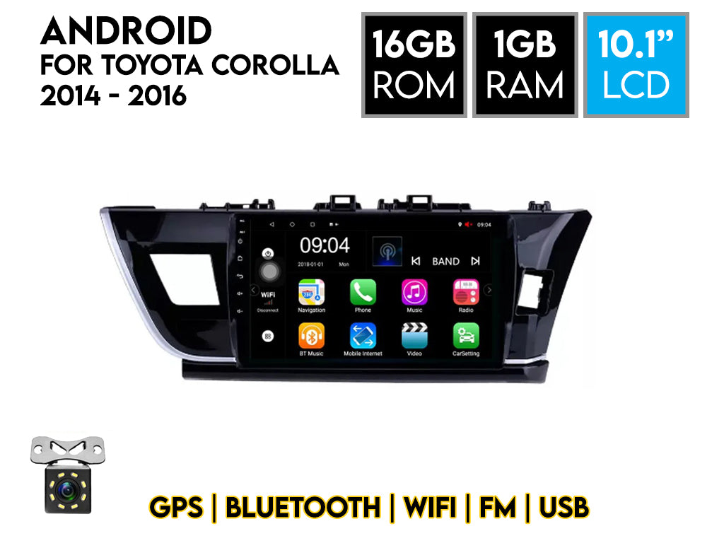 For 2014 - 2016 Toyota Corolla / Levin / Atlis 10.1" Android Car Stereo