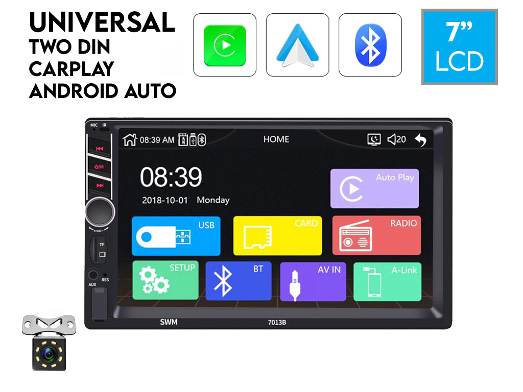 7" 2 Din Apple CarPlay MP5 Player Rotary Volume Controls