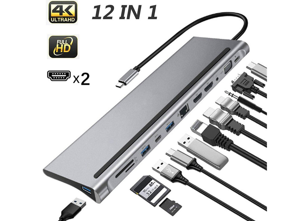 Type-C USB Hub Stand - 12 in 1 Dual HDMI