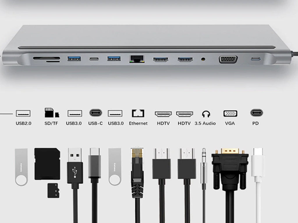Type-C USB Hub Stand - 12 in 1 Dual HDMI