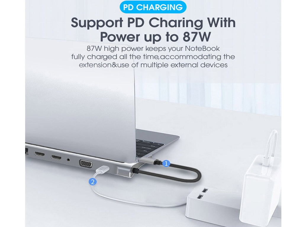 Type-C USB Hub Stand - 12 in 1 Dual HDMI