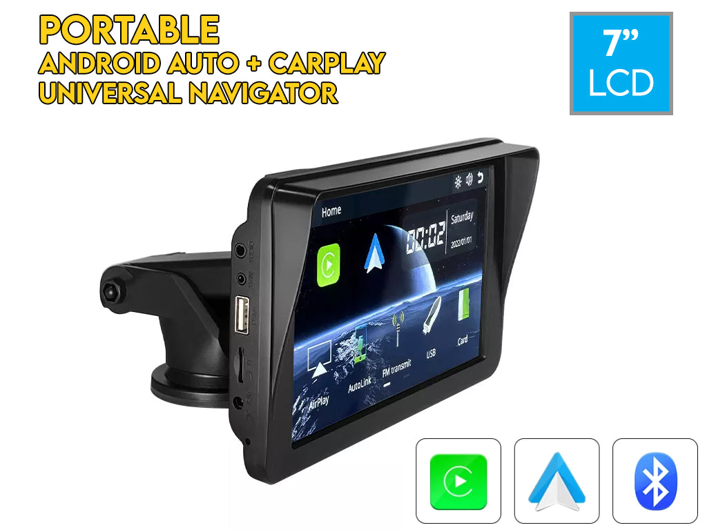 7" Portable Wireless CarPlay Android Auto Nav Unit