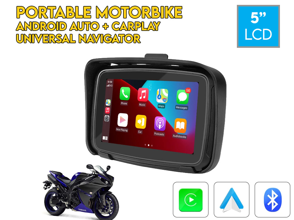 5" Motorbike Waterproof Portable CarPlay Android Auto Nav Unit