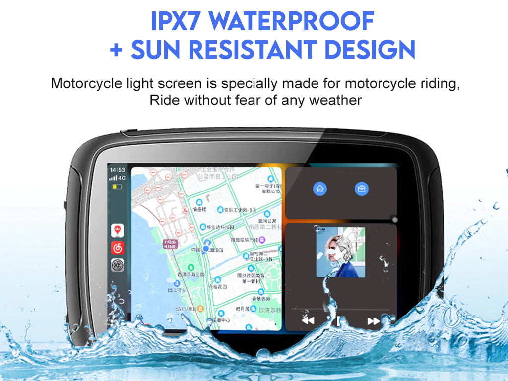 5" Motorbike Waterproof Portable CarPlay Android Auto Nav Unit