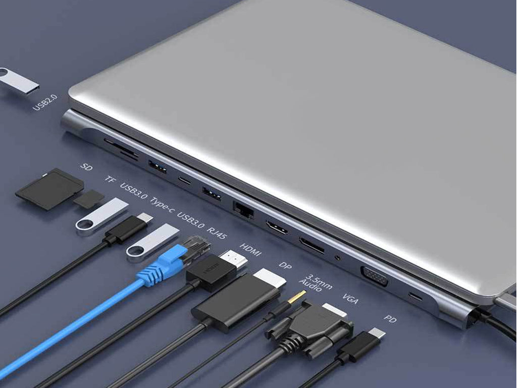 Type-C USB Hub Stand - 12 in 1 - HDMI/DP/VGA