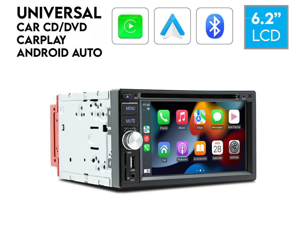 6.2" Wired CarPlay Android Auto CD DVD Player