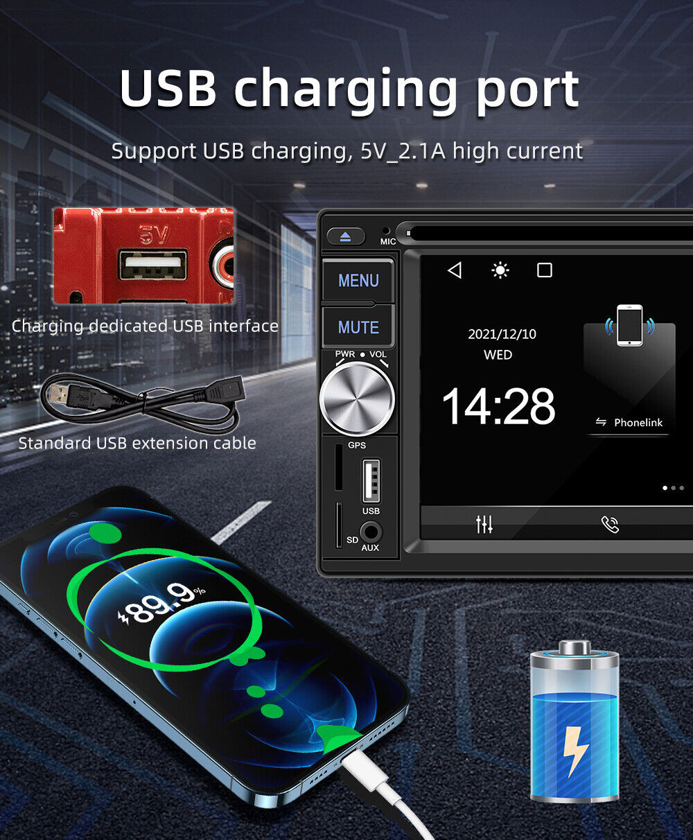 6.2" Wired CarPlay Android Auto CD DVD Player