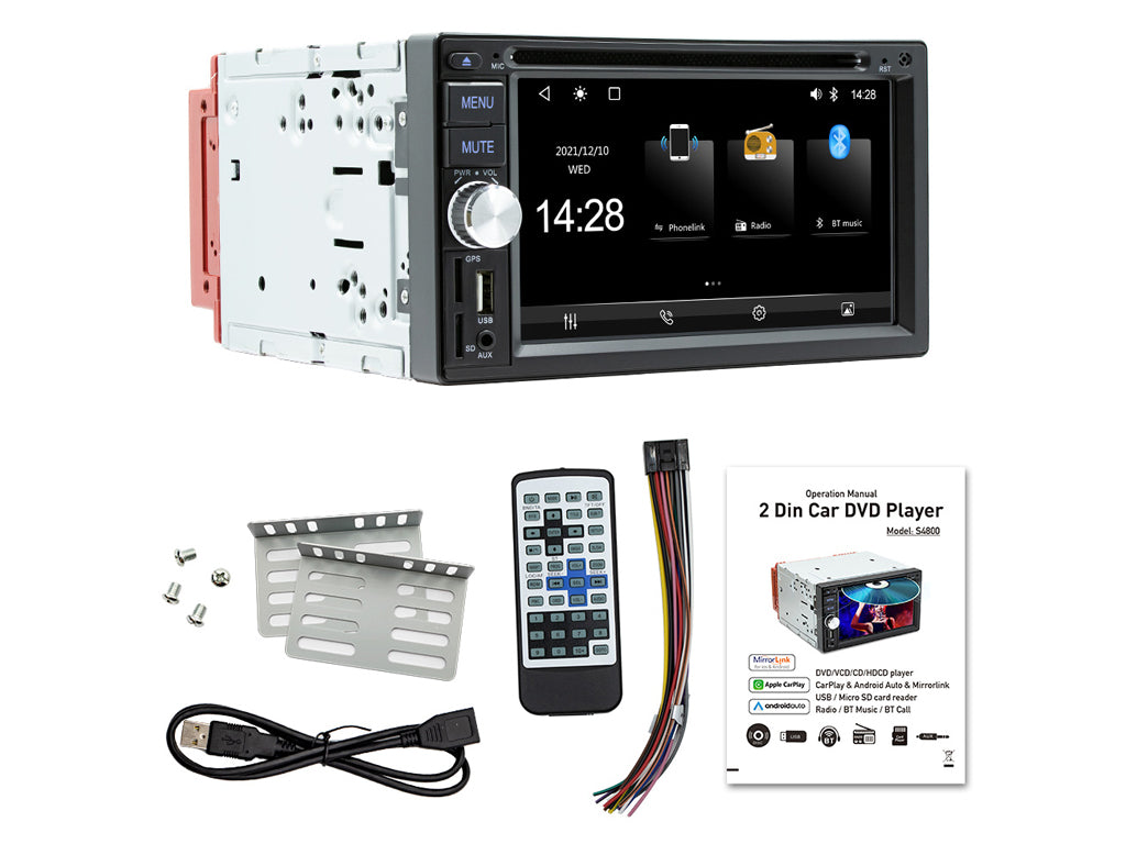 6.2" Wired CarPlay Android Auto CD DVD Player