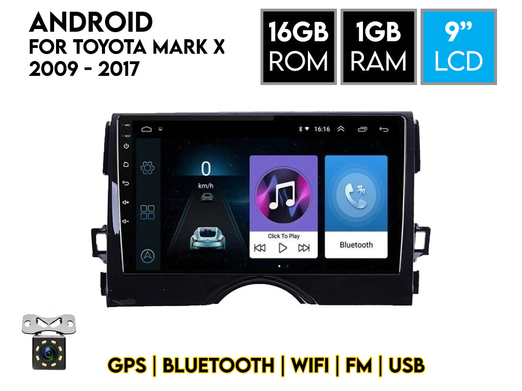 For 2009 - 2017 Toyota Mark X 9" Android Car Stereo