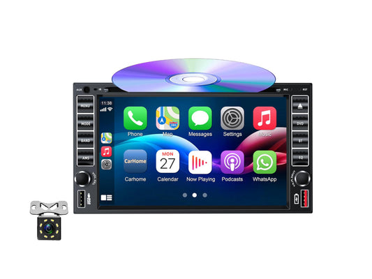 6.2" 2-Din DVD Player - Wireless CarPlay & Android Auto, USB, Reversing Camera Support