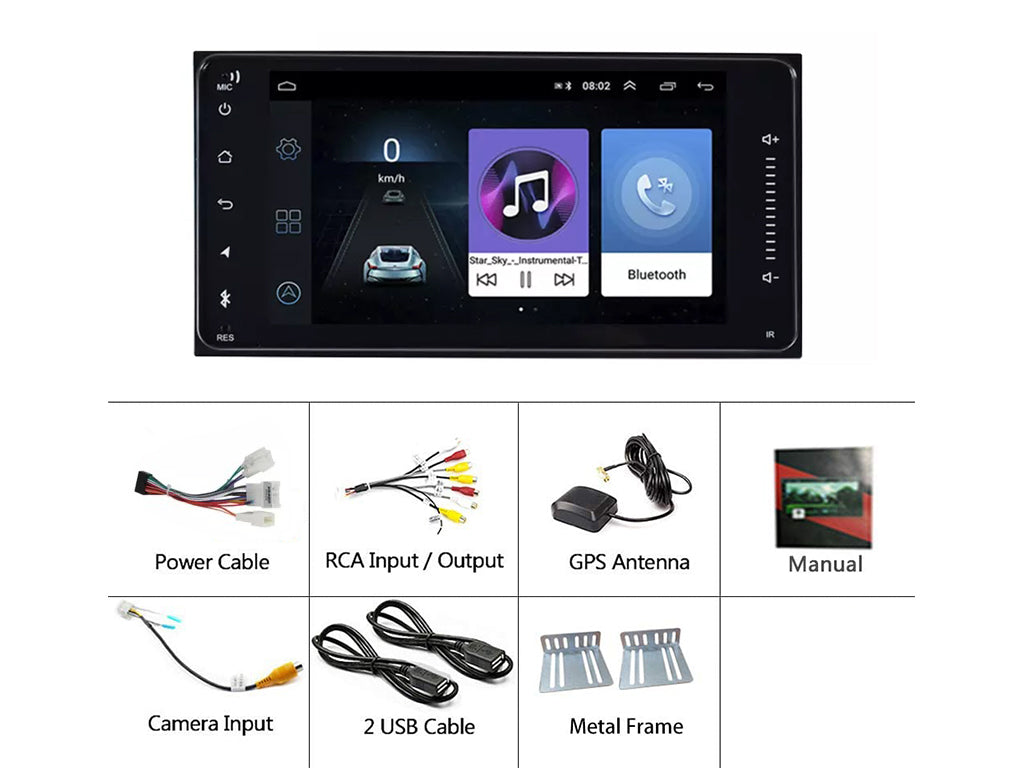 For Toyota 200x100mm 7" Car Stereo – Wireless CarPlay & Android Auto, Cooling Fan & External Mic